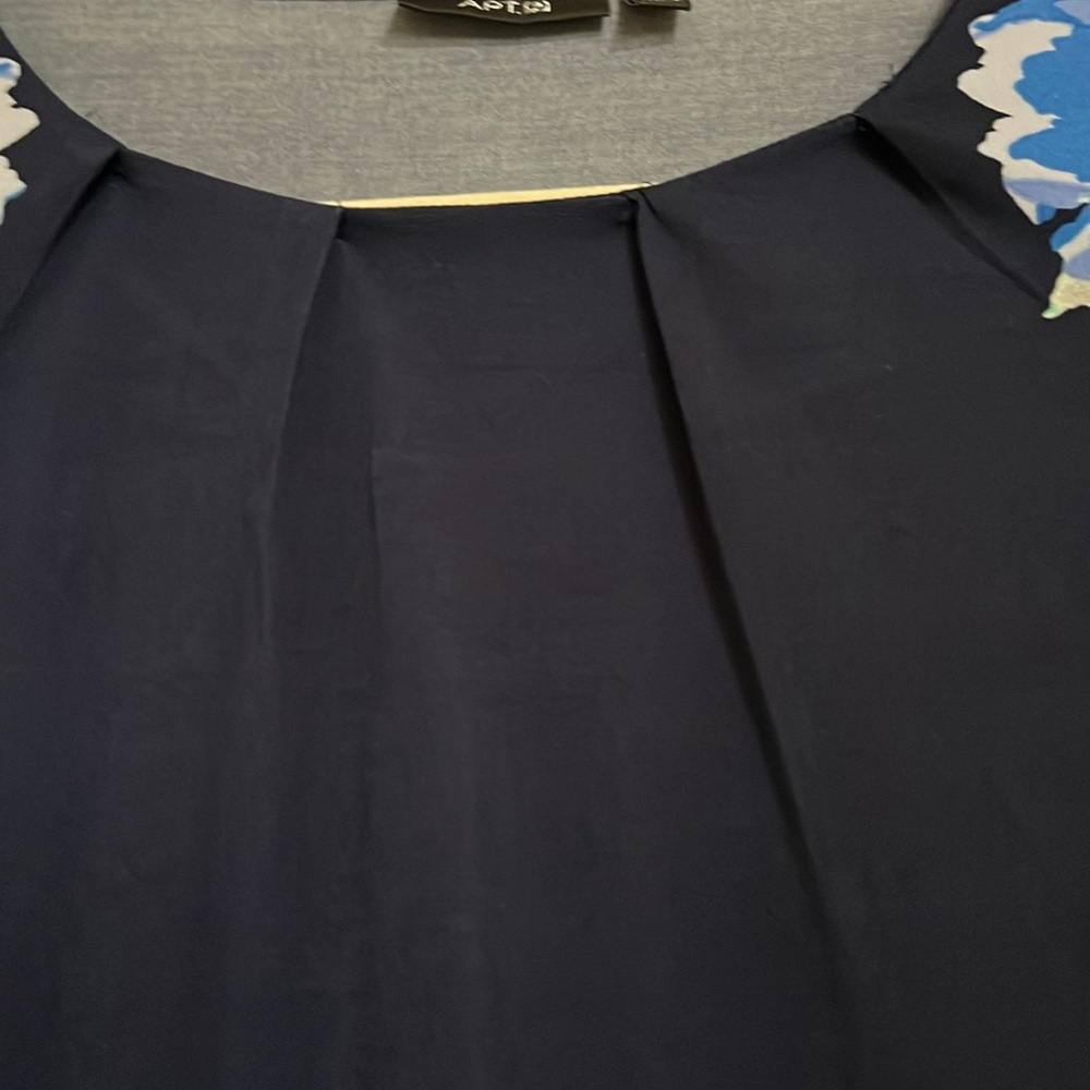 APT 9 Navy Blue/Mint Green/White Floral Sleeveless Sheath Dress, Size Small,GUC. - Picture 5 of 7